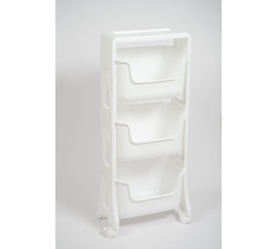 Изображение товара Этажерка Violet Junior напольная, 3-х ярусная, на колесах, белая 771306