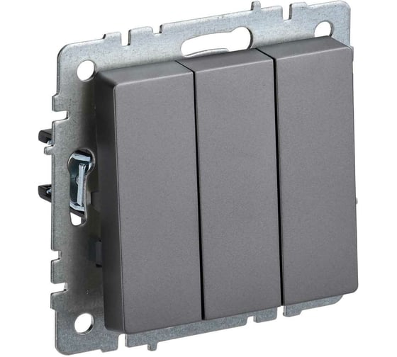 Изображение товара 3-клавишный выключатель IEK Brite 10а вс10-3-0-брс сталь BR-V30-0-10-K46