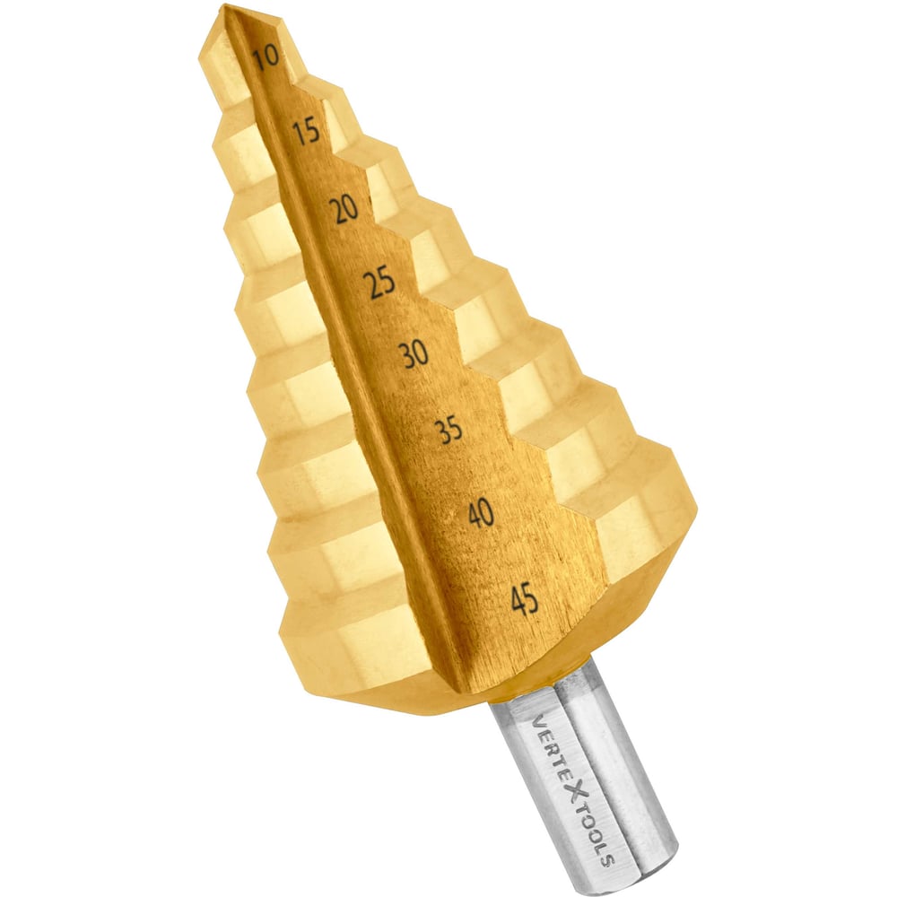 Изображение товара Сверло ступенчатое 10-45 мм 8 ступеней vertextools