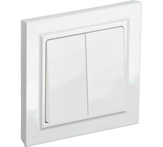 Изображение товара 2-клавишный выключатель IEK Brite 10а в сборе вср10-2-0-брб белый BR-V20-0-10-K01-F