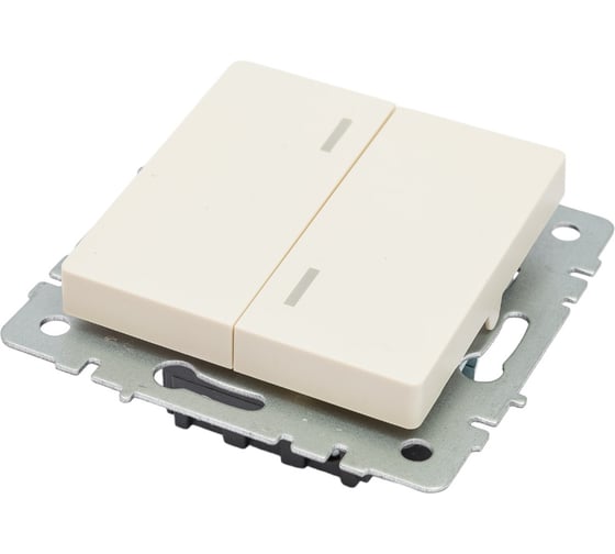 Изображение товара 2-клавишный выключатель IEK Brite с индикацией 10а вс10-2-1-бркр бежевый BR-V20-1-10-K10