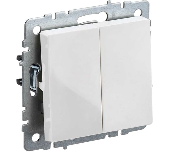 Изображение товара Проходной 2-клавишный выключатель IEK Brite 10а вс10-2-6-брб белый BR-V22-0-10-K01