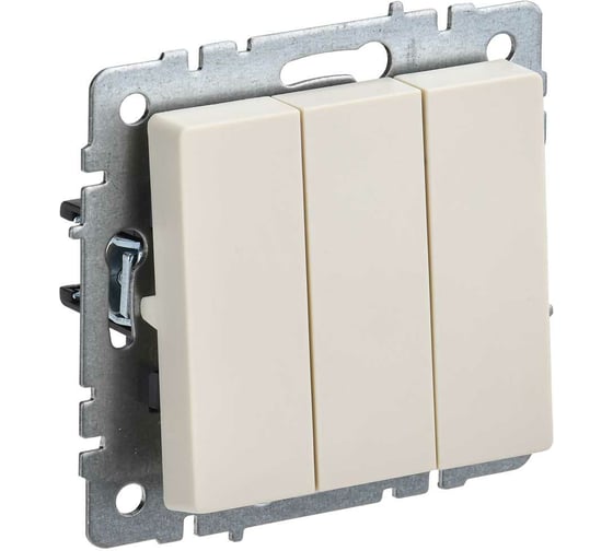 Изображение товара 3-клавишный выключатель IEK Brite 10а вс10-3-0-бркр бежевый BR-V30-0-10-K10