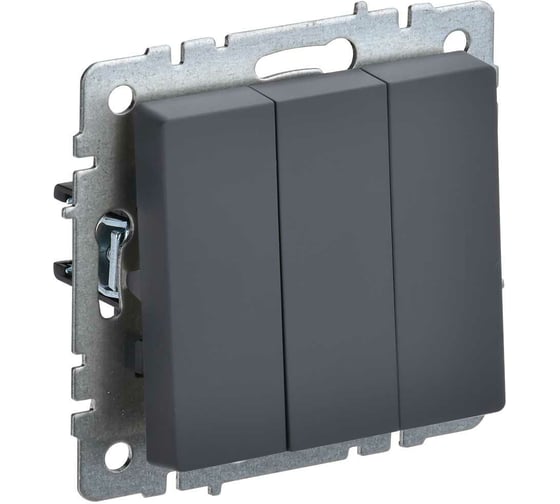 Изображение товара 3-клавишный выключатель IEK Brite 10а вс10-3-0-брг графит BR-V30-0-10-K53