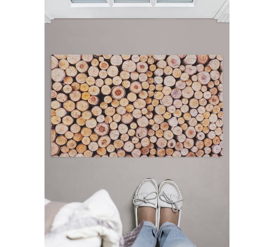 Изображение товара Придверный коврик в прихожую с принтом JOYARTY "свежие полена" 45х75 см door_20361