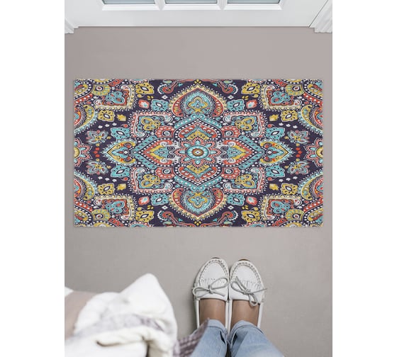 Изображение товара Придверный коврик в прихожую с принтом JOYARTY "цветочный орнамент" 45х75 см door_33877