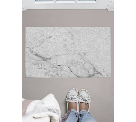 Изображение товара Придверный коврик в прихожую с принтом JOYARTY "серый мрамор" 45х75 см door_18911