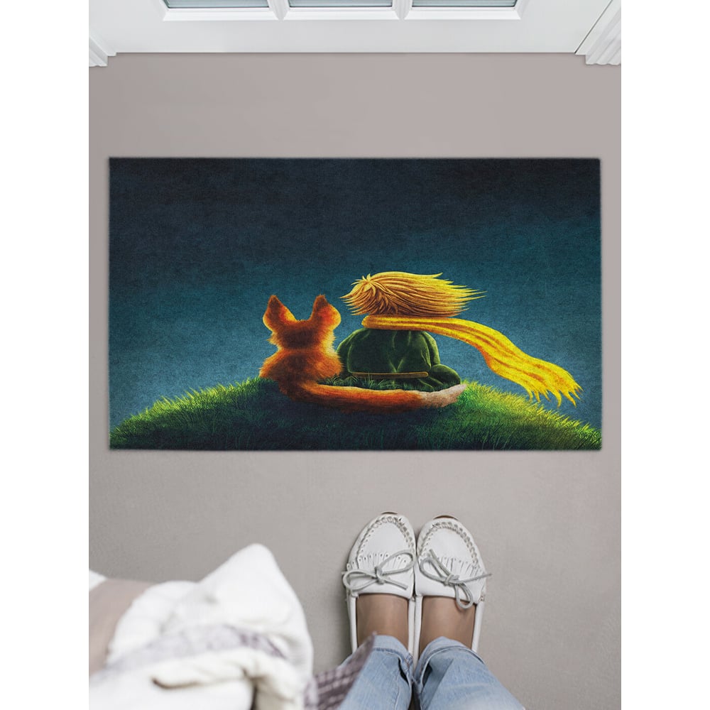 Изображение товара Придверный коврик в прихожую с принтом мальчик с лисенком 45х75 см JOYARTY