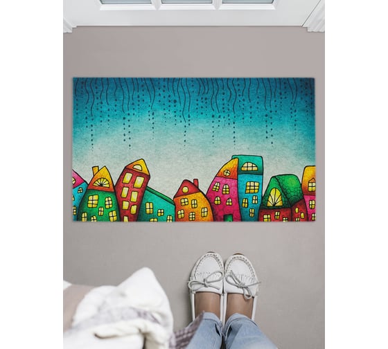 Изображение товара Придверный коврик в прихожую с принтом JOYARTY "волшебный город" 45х75 см door_27338