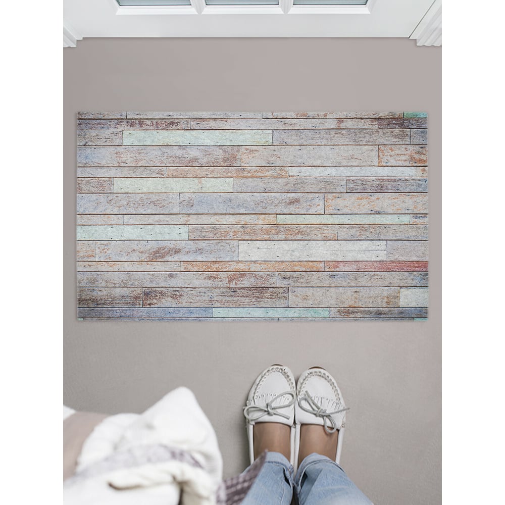 Изображение товара Придверный коврик JOYARTY 45х75 см с рисунком деревянная стена