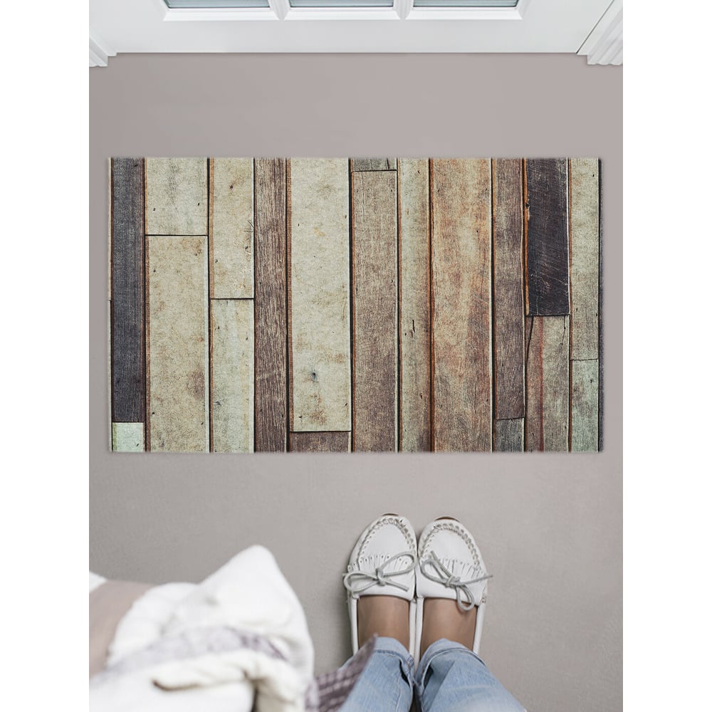 Изображение товара Придверный коврик в прихожую с принтом JOYARTY "комбинация досок" 45х75 см door_23505