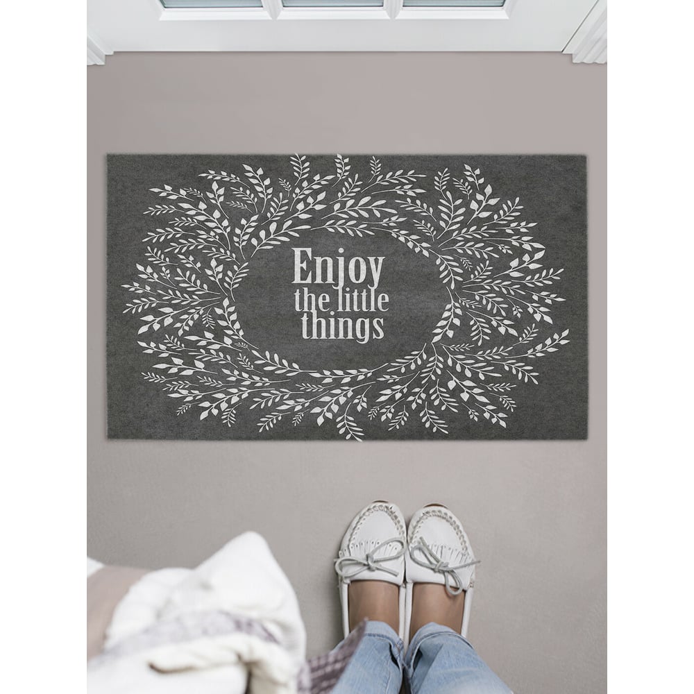 Изображение товара Придверный коврик с принтом счастье в мелочах 45x75 см для прихожей