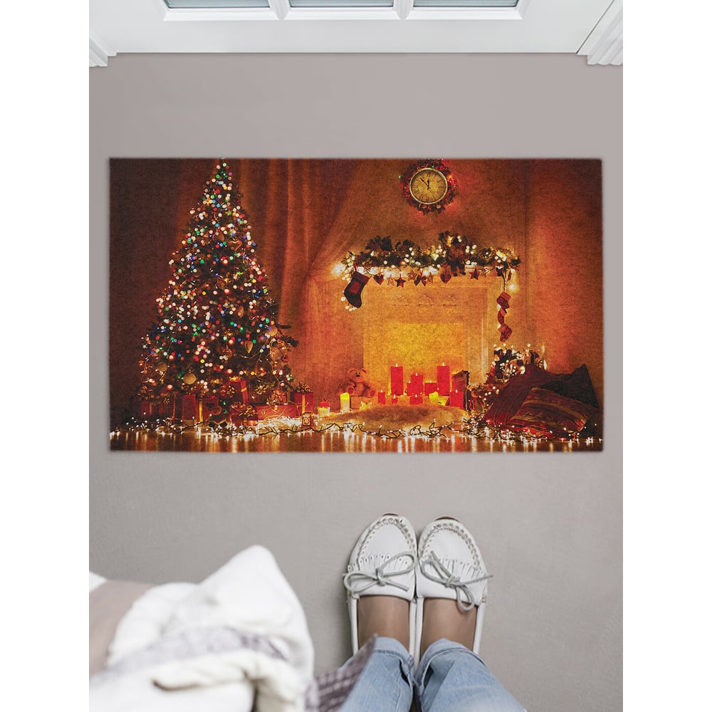 Изображение товара Придверный коврик в прихожую с рождественским принтом JOYARTY 45х75 см