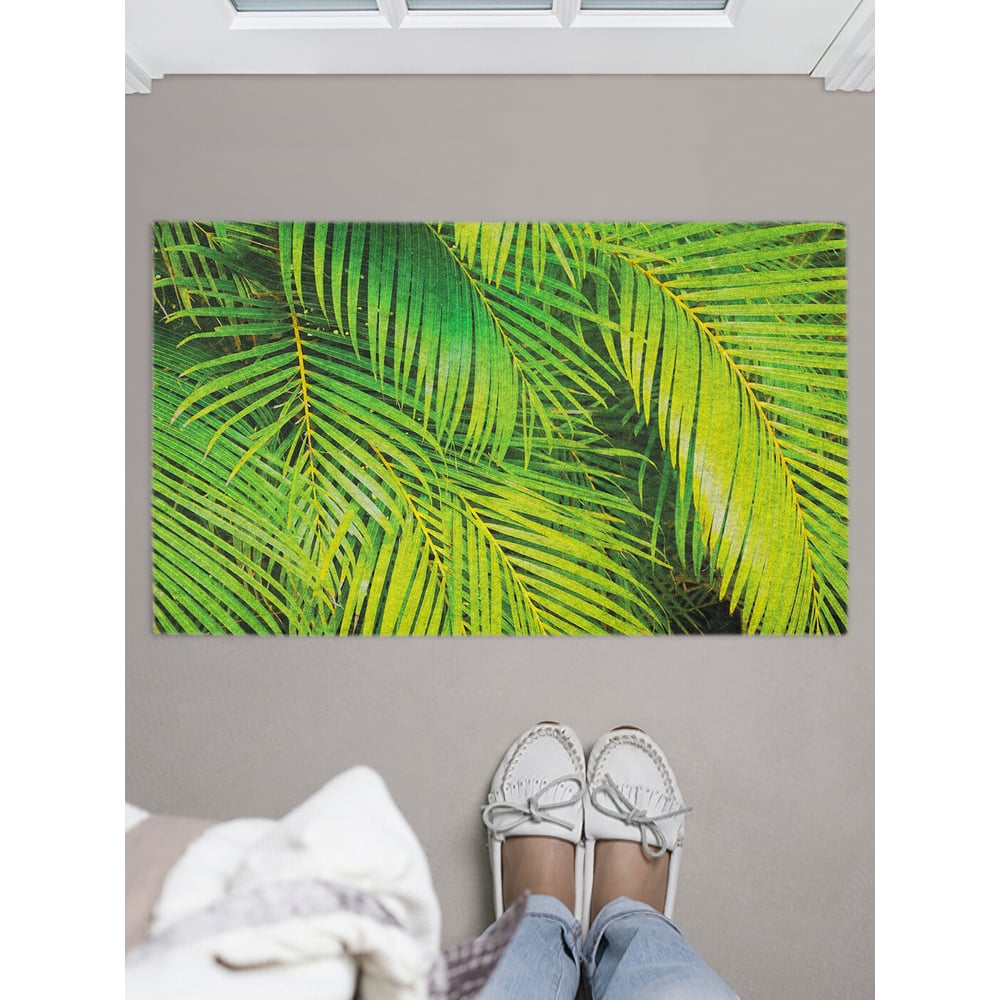 Изображение товара Придверный коврик с принтом зелень пальм 45х75 см JOYARTY