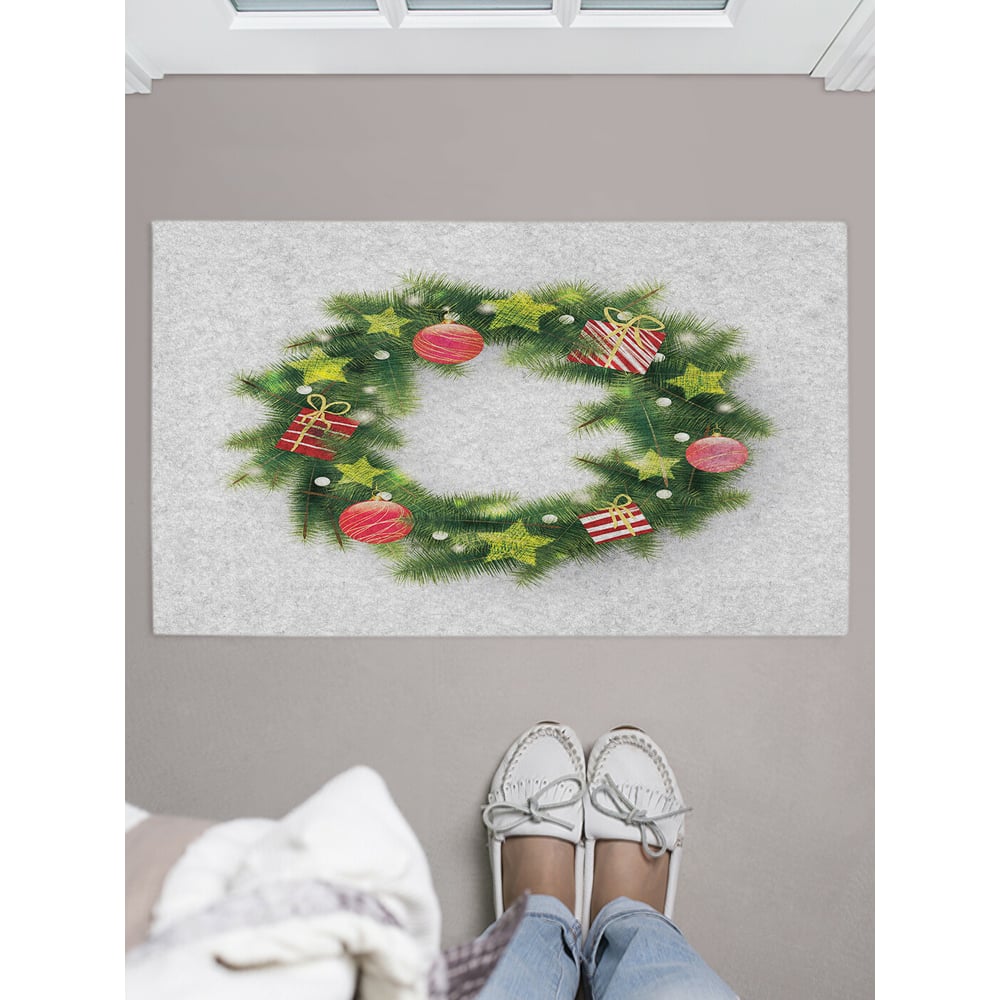 Изображение товара Коврик придверный JOYARTY новогодний венок 45х75 см