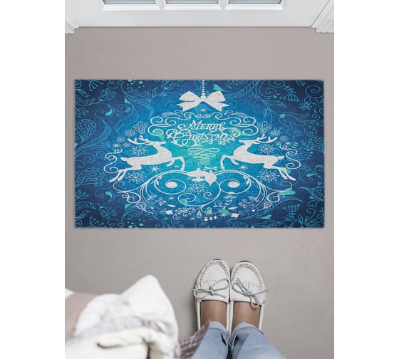 Изображение товара Придверный коврик в прихожую с принтом JOYARTY "новогодний шар" 45х75 см door_419799