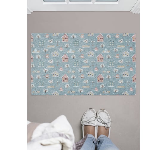 Изображение товара Придверный коврик в прихожую с принтом JOYARTY "дед мороз в деревне" 45х75 см door_419831