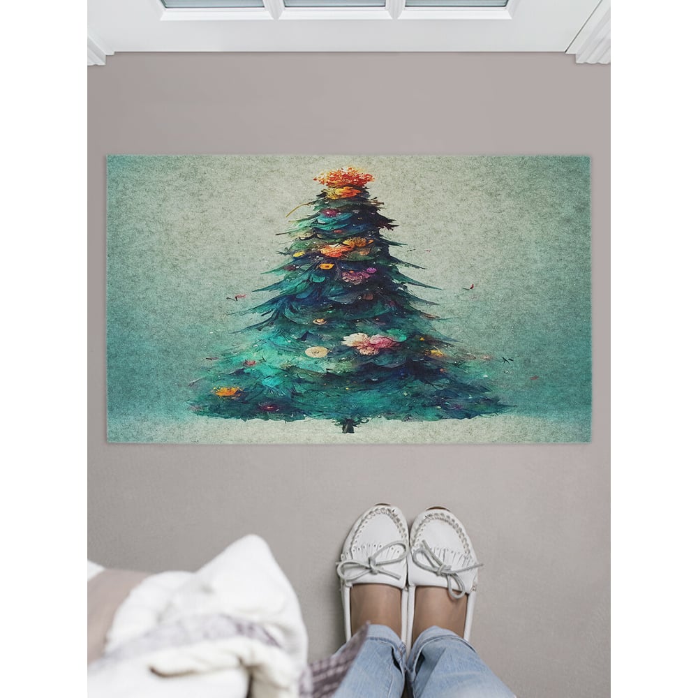 Изображение товара Придверный коврик в прихожую с принтом акварельная елочка 45х75 см JOYARTY