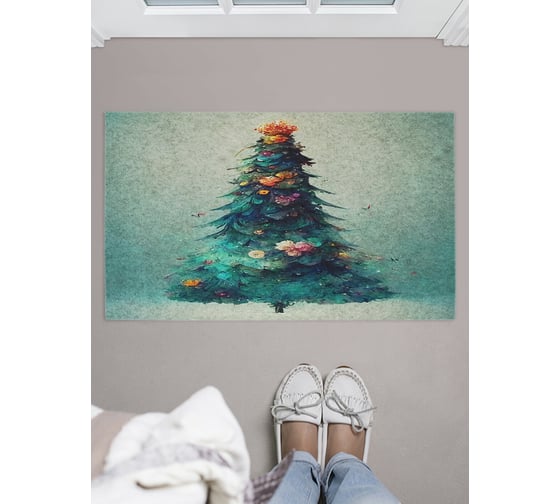 Изображение товара Придверный коврик в прихожую с принтом JOYARTY "акварельная елочка" 45х75 см door_419842