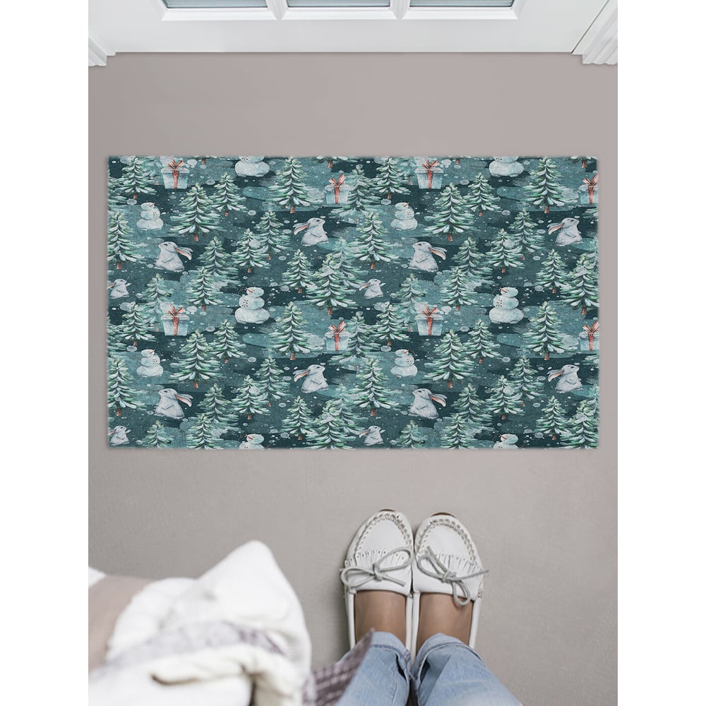 Изображение товара Коврик придверный JOYARTY зайчик в зимней сказке 45х75 см