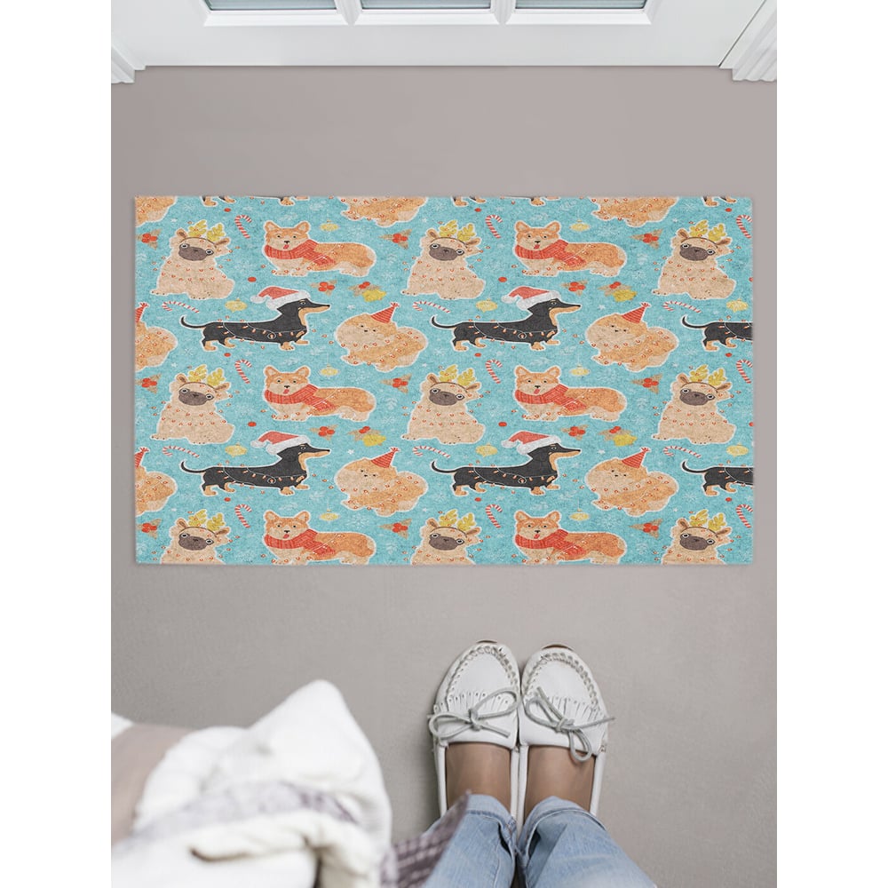 Изображение товара Придверный коврик в прихожую с принтом JOYARTY собачья вечеринка 45х75 см