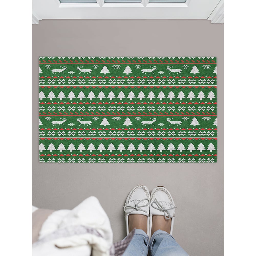 Изображение товара Придверный коврик в прихожую JOYARTY 45х75 см с принтом олени в лесу