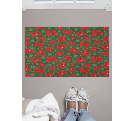 Изображение товара Придверный коврик в прихожую с принтом JOYARTY "банты и снежинки" 45х75 см door_419874