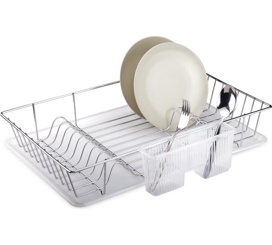 Изображение товара Настольная сушилка для посуды и приборов с поддоном TEKNO-TEL 1 ярус, нержавеющая сталь KB003SS