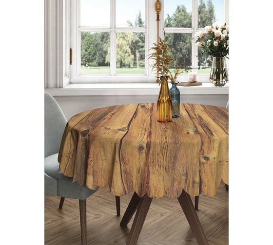 Изображение товара Круглая тканевая скатерть на стол JOYARTY с рисунком "классический забор" 150х150 см rtcf01_20390_150x150