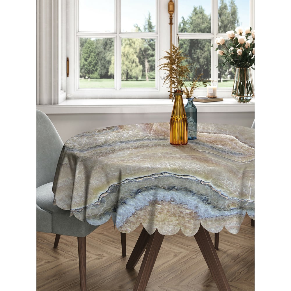 Изображение товара Круглая тканевая скатерть JOYARTY 150x150 с рисунком камень оникс