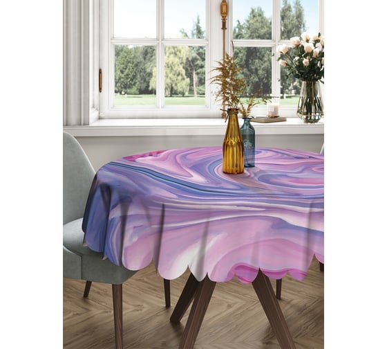 Изображение товара Круглая тканевая скатерть на стол JOYARTY с рисунком "смещение красок" 150х150 см rtcf01_207085_150x150