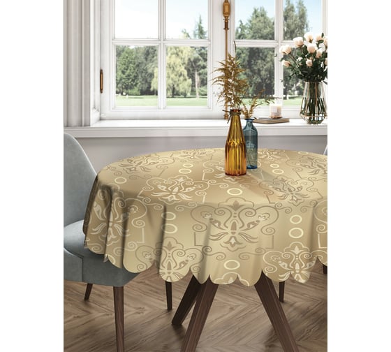 Изображение товара Круглая тканевая скатерть на стол JOYARTY с рисунком "золотистый перелив" 150х150 см rtcf01_13535_150x150