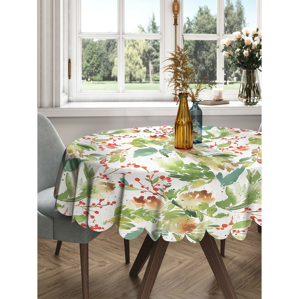 Изображение товара Круглая тканевая скатерть JOYARTY 150х150 см с рисунком Новый год