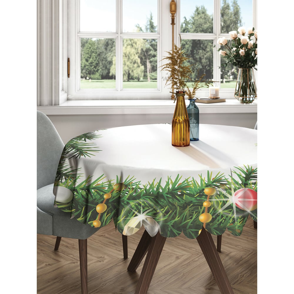 Изображение товара Круглая тканевая скатерть на стол JOYARTY с рисунком "рождественская виньетка" 150х150 см rtcf01_37051_150x150