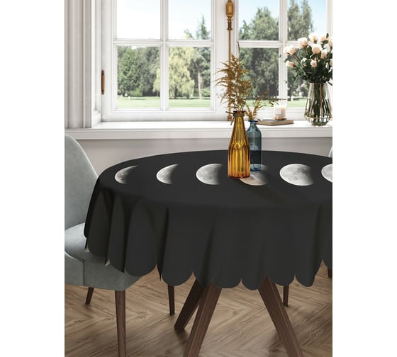 Изображение товара Круглая тканевая скатерть на стол JOYARTY с рисунком "лунные изменения" 150х150 см rtcf01_8251_150x150