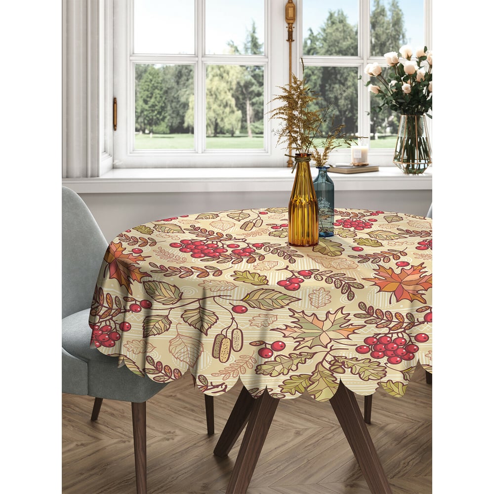 Изображение товара Круглая тканевая скатерть на стол JOYARTY 150х150 см с рисунком деревья