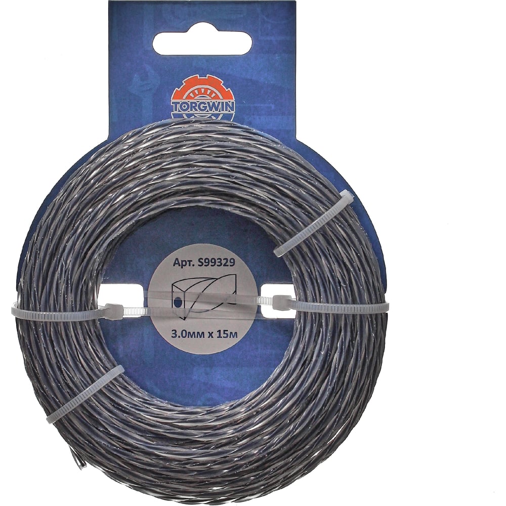 Изображение товара Леска для триммера 3 мм 15 м витая с графитовым наполнителем TGS TORGWIN S99329