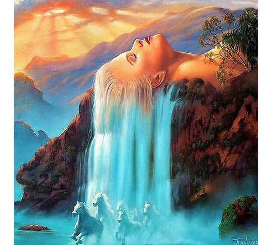 Изображение товара Штора для ванной Zalel Фотопринт 180*180 Девушка-водопад YQL-DX-007 без колец 538997