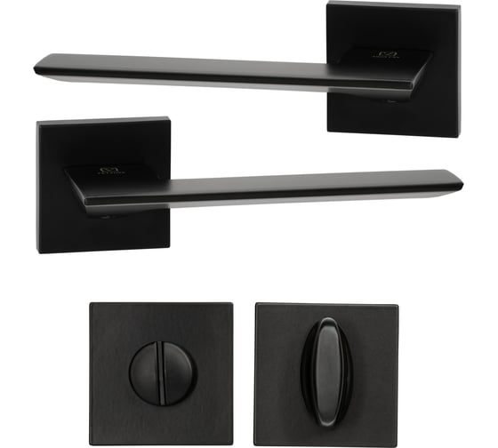 Изображение товара Дверная ручка r21.027 mbp в комплекте с фиксатором bk 2105 mbp (черный матовый) ABRISS 111