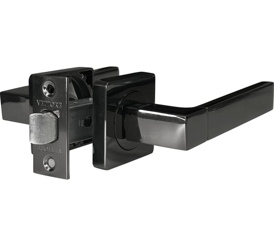 Изображение товара Дверная ручка r06.081 в комплекте с дверной защелкой c-03b kevlar bn (черный глянцевый) VETTORE 108