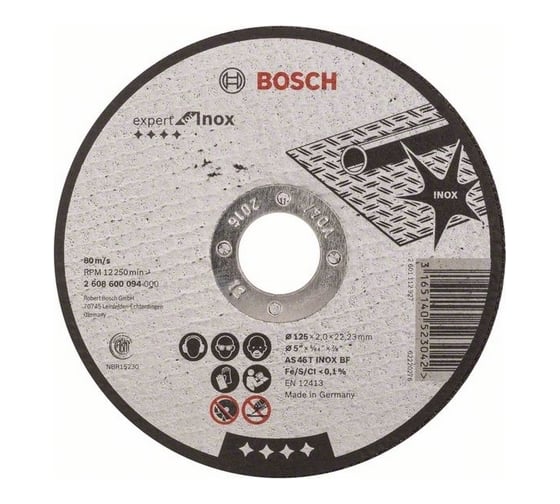 Изображение товара Диск отрезной по нержавеющей стали 125х22,2 мм Bosch 2.608.600.094