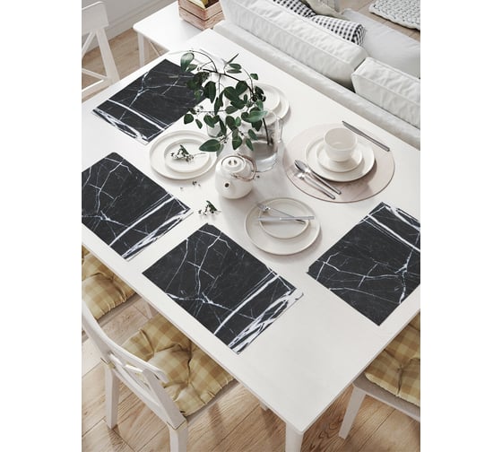 Изображение товара Комплект тканевых салфеток для сервировки стола JOYARTY "штрихи на мраморе", 32x46 см, 4 шт. np_37021