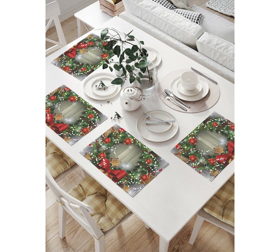 Изображение товара Комплект тканевых салфеток для сервировки стола JOYARTY "новогодние колокольчики", 32x46 см, 4 шт. np_21509