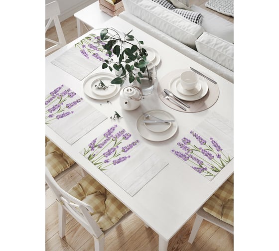 Изображение товара Комплект тканевых салфеток для сервировки стола JOYARTY "лаванда у забора", 32x46 см, 4 шт. np_62730