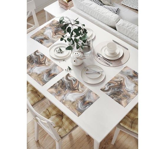 Изображение товара Комплект тканевых салфеток для сервировки стола JOYARTY "мраморные вихри", 32x46 см, 4 шт. np_37014