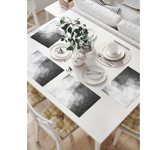 Изображение товара Комплект тканевых салфеток для сервировки стола JOYARTY "призма моно", 32x46 см, 4 шт. np_60847