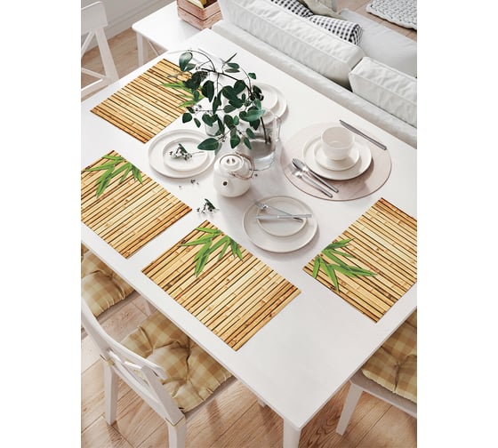 Изображение товара Комплект тканевых салфеток для сервировки стола JOYARTY "листья бамбука", 32x46 см, 4 шт. np_5291