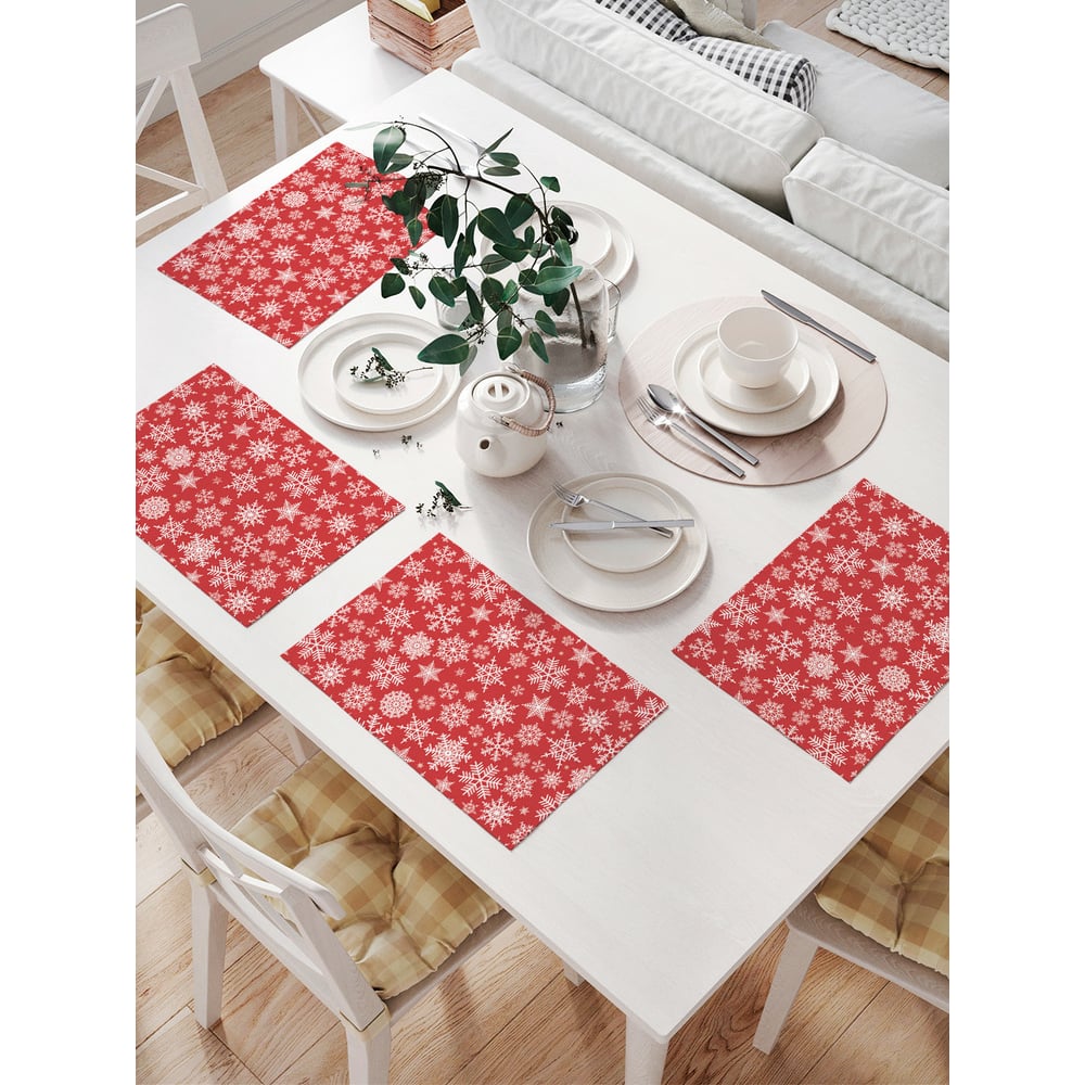 Изображение товара Комплект тканевых салфеток для сервировки стола JOYARTY рождественские снежинки 4 шт