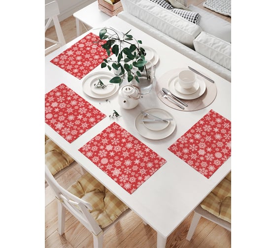 Изображение товара Комплект тканевых салфеток для сервировки стола JOYARTY "рождественские снежинки", 32x46 см, 4 шт. np_52801