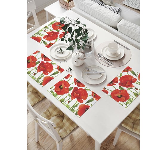 Изображение товара Комплект тканевых салфеток для сервировки стола JOYARTY "ароматные маки", 32x46 см, 4 шт. np_11353
